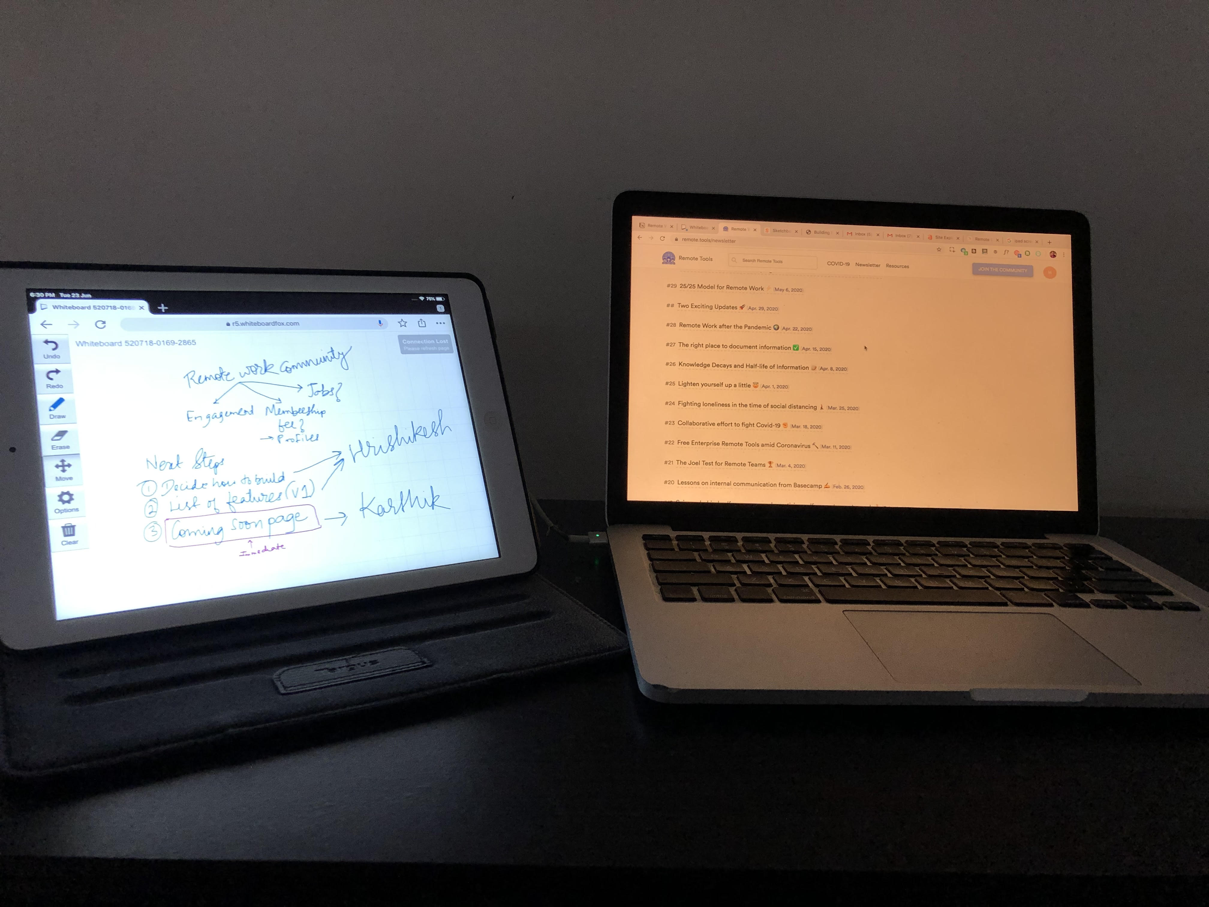 my remote whiteboard setup