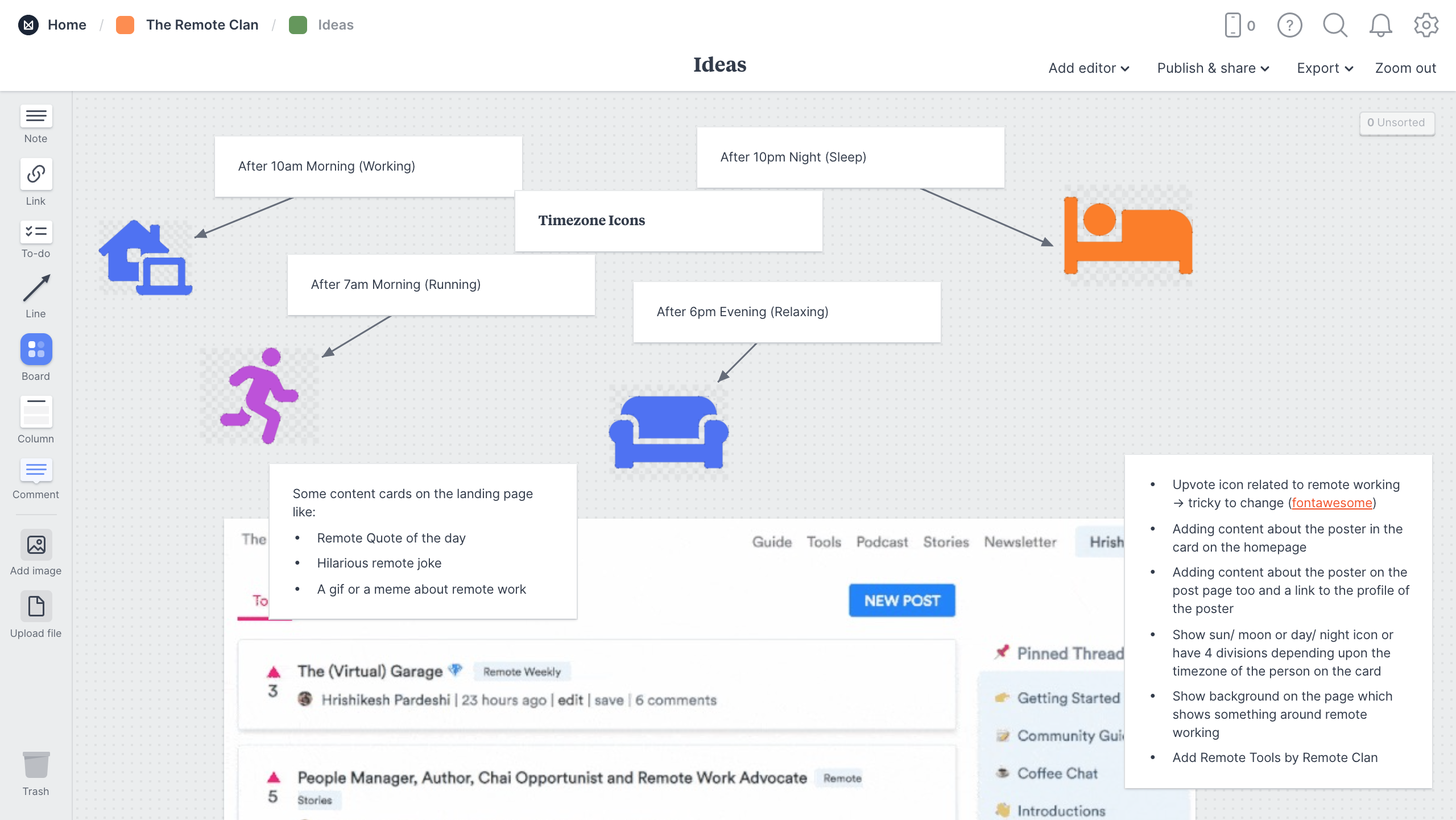 Remote brainstorming using Milanote - Horizontal Scroll 1