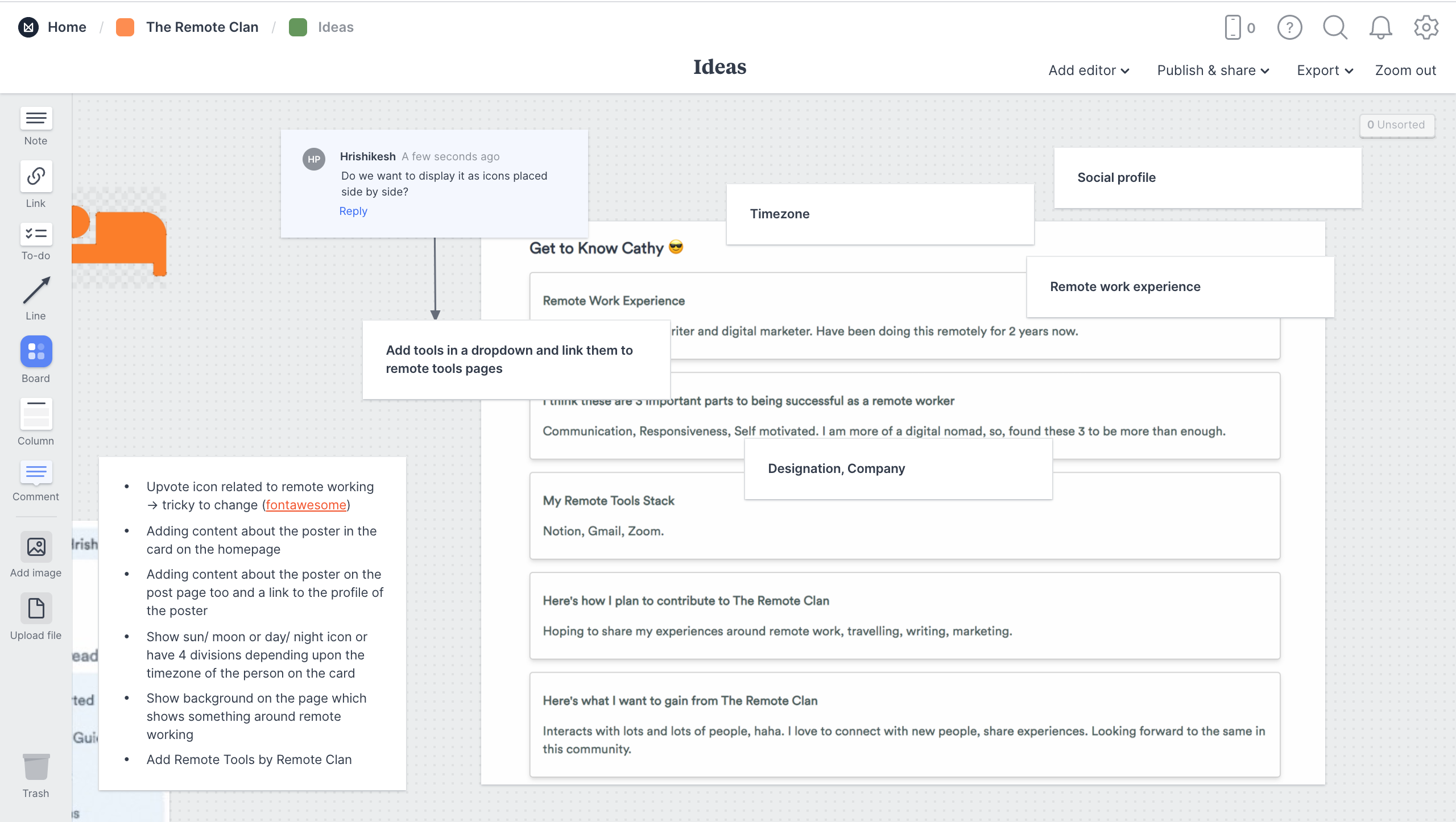 Remote brainstorming using Milanote - Horizontal Scroll 2